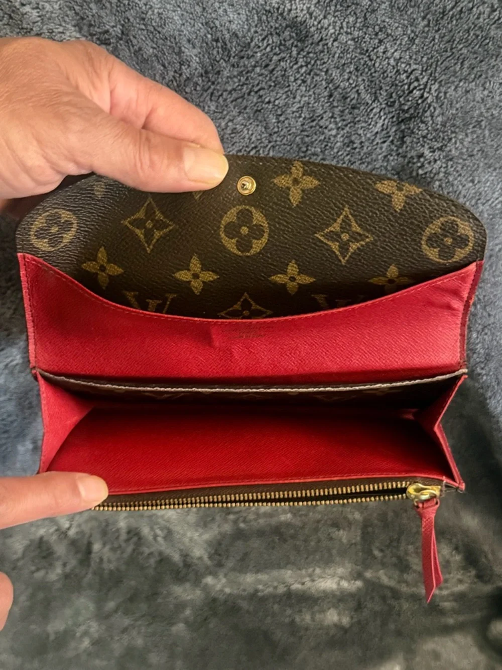 Louis Vuitton Emily Wallet Monogram Canvas Red Interior Long Wallet Authentic - Picture 3 of 15